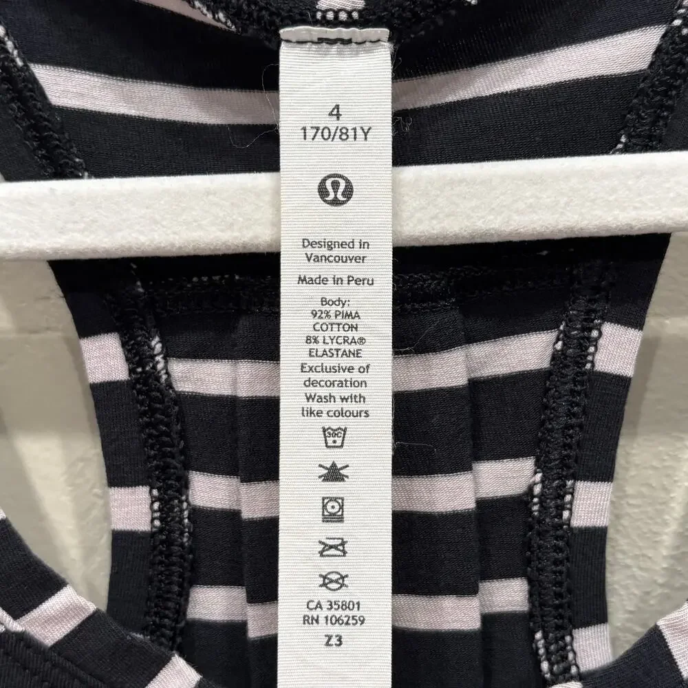 Lululemon Love Tank *Pleated Yachtie Stripe Black Chrome - Size: 4